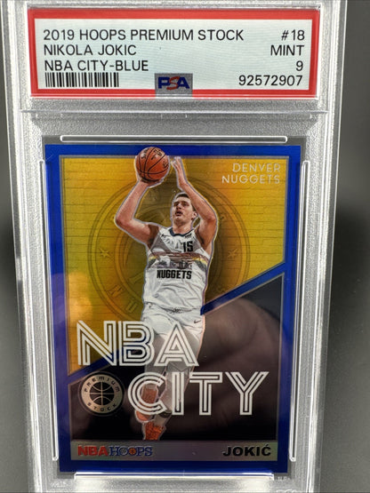 2019-20 Panini Hoops Premium Stock  NBA City Blue Nikola Jokic #18 PSA 9
