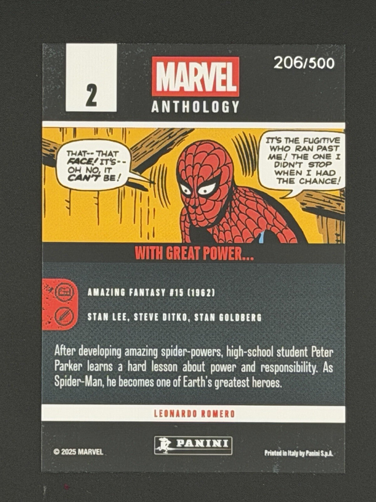 Spider-Man 2025 Panini Marvel Anthology With Great Power Glitch Holo /500