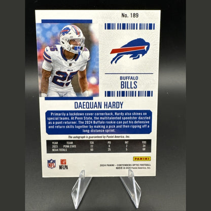 2024 Panini Contenders Optic Rookie Ticket Autographs Daequan Hardy Auto #189