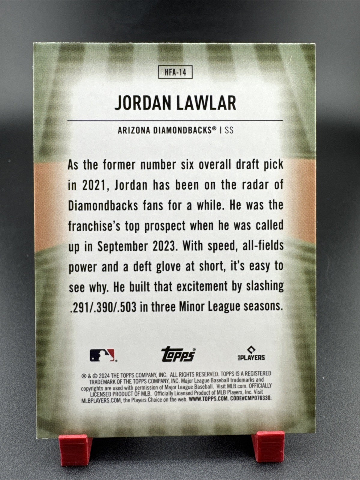 Topps 2024 Home Field Advantage Jordan Lawlar #HFA-14 Rookie Arizona