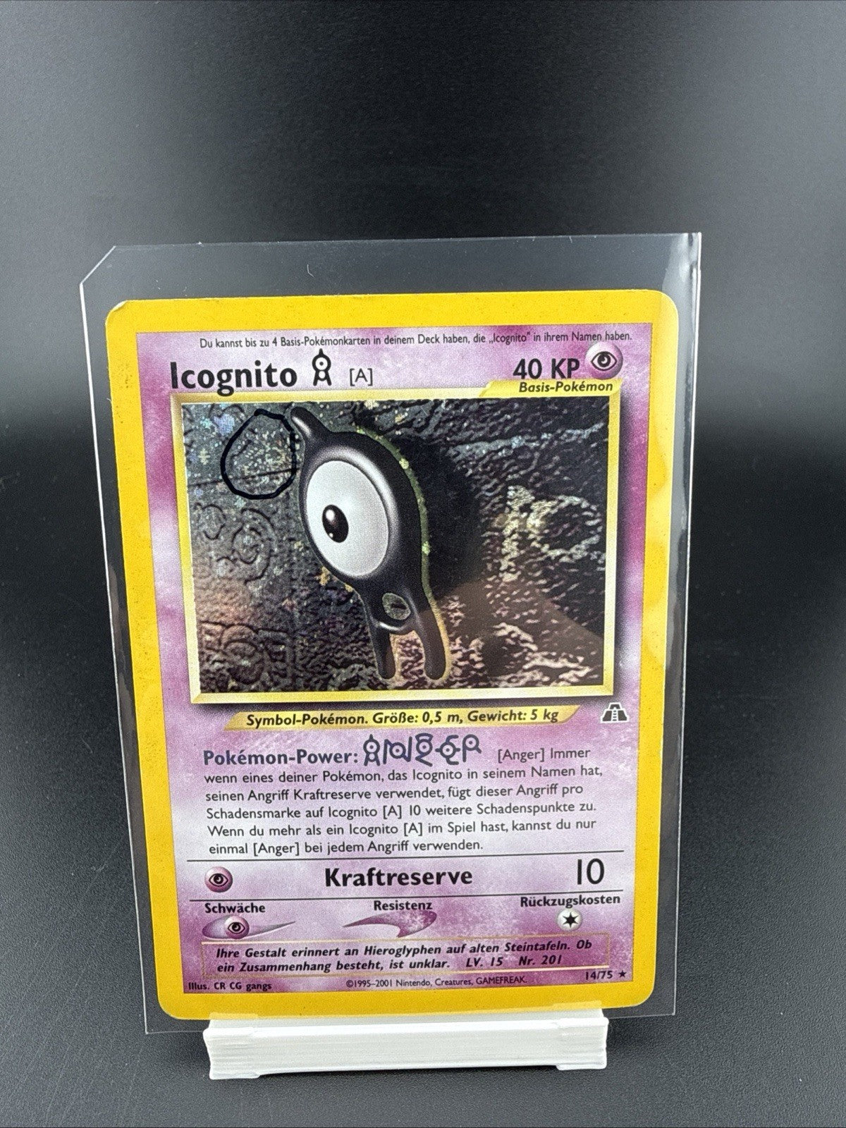 2001 German Unown. 14/75 HOLO WITH SWIRL.