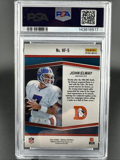 2022 Panini Mosaic - Holofame John Elway #HF-5 Green Mosaic Prizm