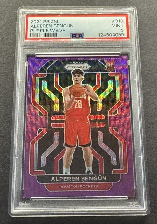 2021-22 Panini Prizm Alperen Sengun #318 Purple Wave Prizm (RC) PSA 9 !