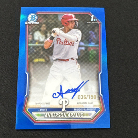 Anderson Araujo 2026 Bowman Chrome Blue Refractor Auto 35/150 1st Bowman