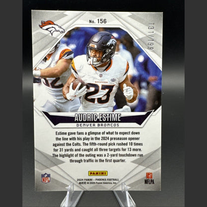 2024 Panini Phoenix Audric Estime Red Lazer #156 Denver Broncos RC /199