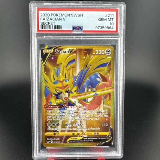 2020 Pokemon SWSH FA Zacian V Secret 211/202 PSA 10