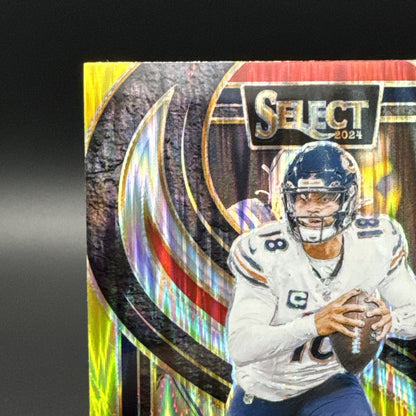 2024 Panini Select Premier Level Caleb Williams #114 Red & Yellow Shock Prizm RC