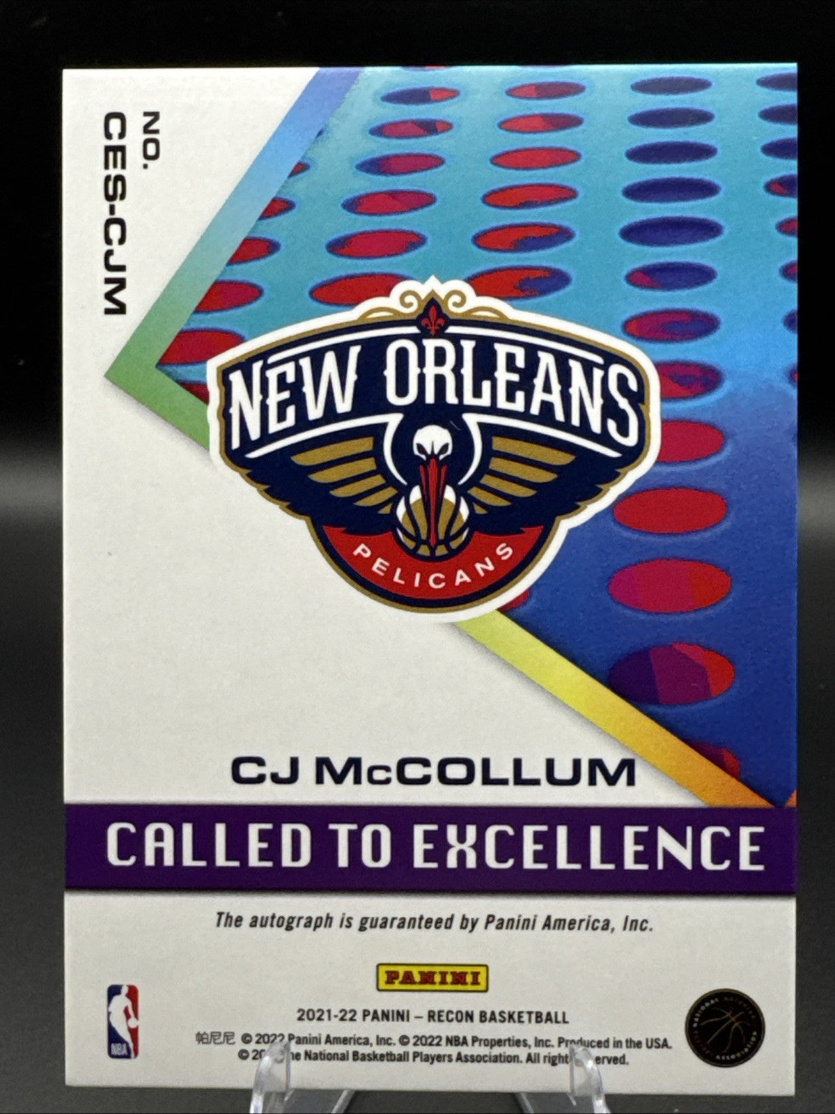 2021-22 CJ Mcollum Recon Auto /75 Called To Excellence Panini
