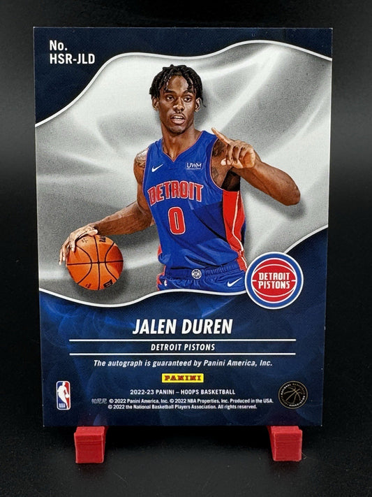 2022-23 Panini NBA Hoops Jalen Duren RC Auto Hot Signatures Rookies Pistons