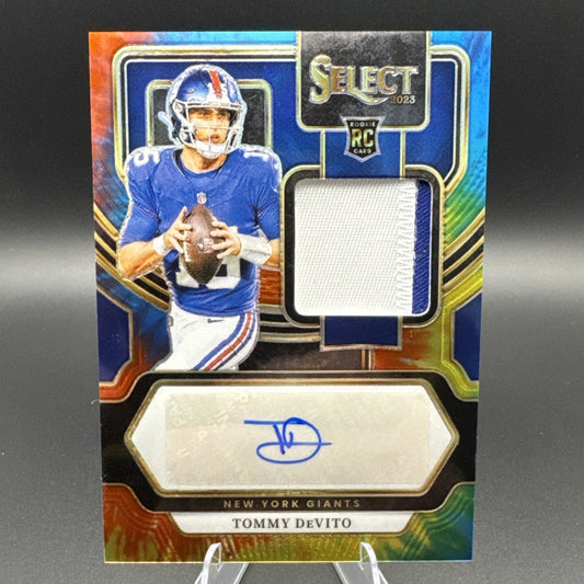 2023 Select Football Tommy DeVito Tie Dye Rookie Patch Auto 8/25 Giants #RSMTDE