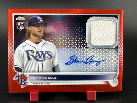 2022 Topps Chrome Shane Baz Tampa Bay Rays Autographed Relic RC Card 3/5 ACRR-SB