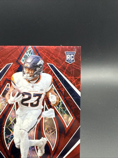 2024 Panini Phoenix Audric Estime Red Lazer #156 Denver Broncos RC /199