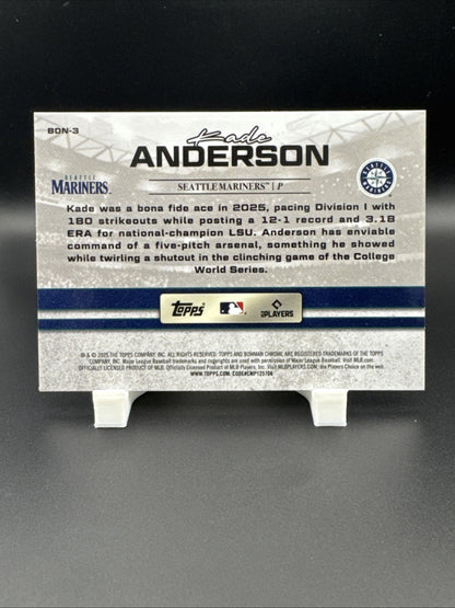2025 BOWMAN DRAFT CHROME #BDN-3 KADE ANDERSON DRAFT NIGHT INSERT MARINERS