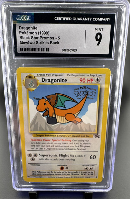 Dragonite Pokemon 1999 Black Star Promo 5 Mewtwo Strikes Back CGC 9