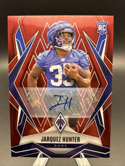 Jarquez Hunter 2025 Panini Phoenix Football RC Rookie Auto Red #232 48/99