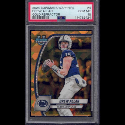 Bowman Chrome U Sapphire Drew Allar #44 Gold Refractor PSA 10