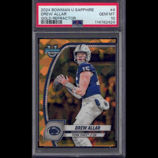Bowman Chrome U Sapphire Drew Allar #44 Gold Refractor PSA 10