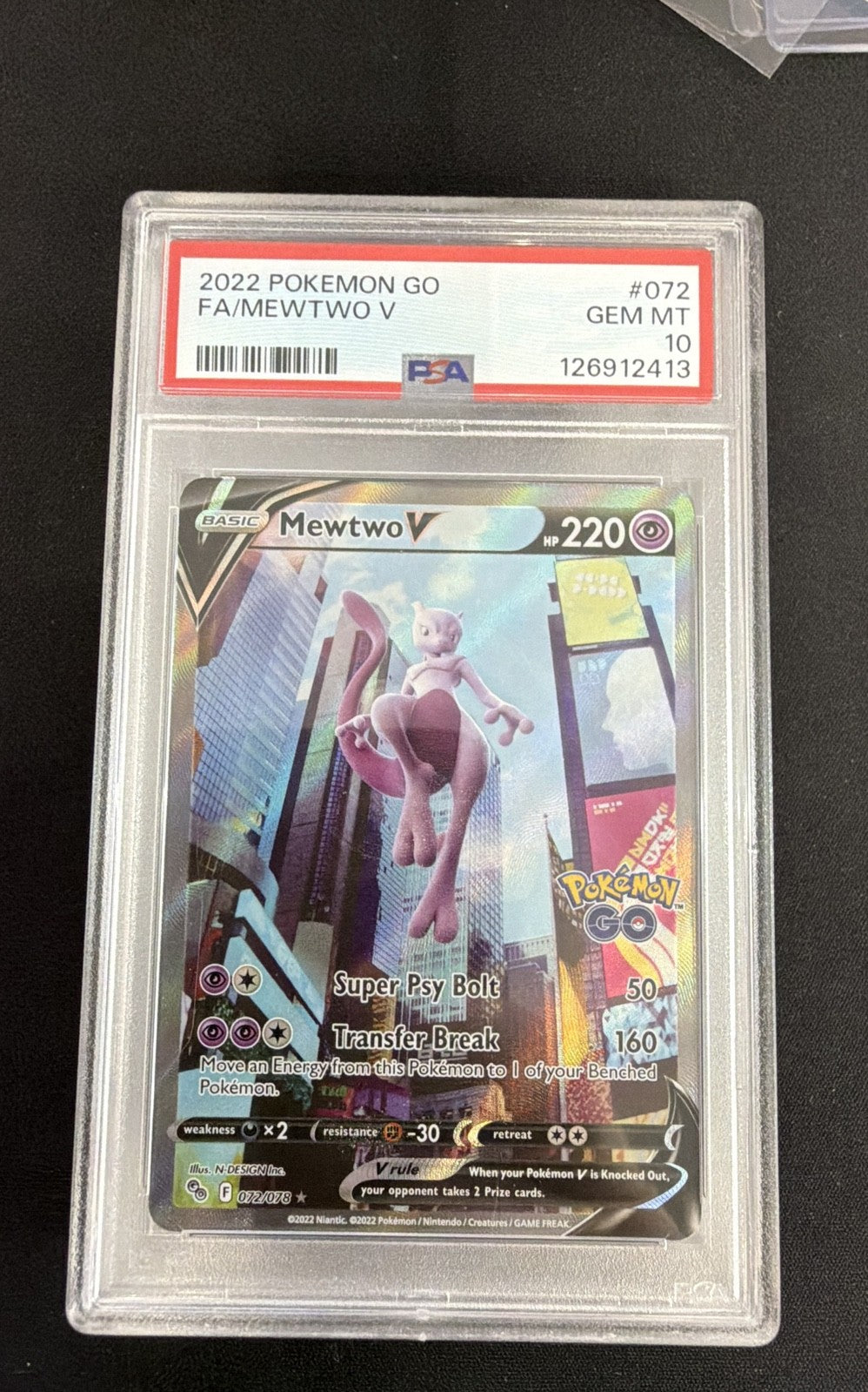 Mewtwo V (Alternate Full Art) 072/078 Pokémon GO Holo