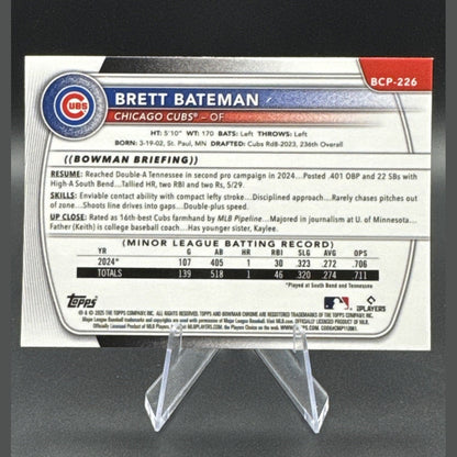 2025 Bowman Chrome #BCP-226 Brett Bateman 1st Fuchsia Geometric 102/299