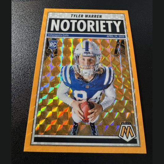 2025 Mosaic Tyler Warren Notoriety Mosaic Orange Fluorescent Rookie #25 RC Colts