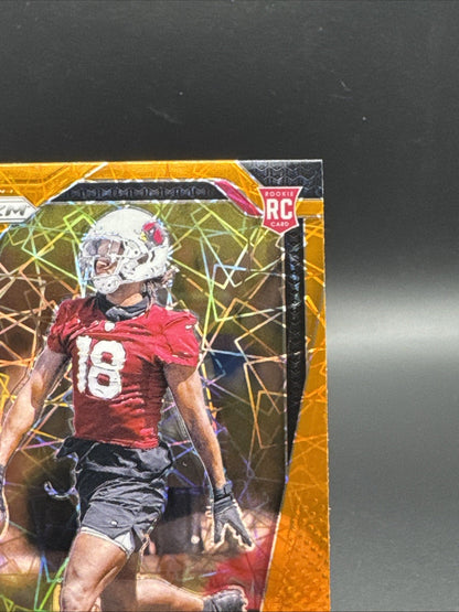 Marvin Harrison Jr. 2024 Prizm Orange Lazer Laser Rookie RC #375 Cardinals