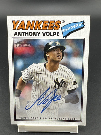 2025 Topps Heritage - Real One Autographs Anthony Volpe #ROA-AV (AU) On Card