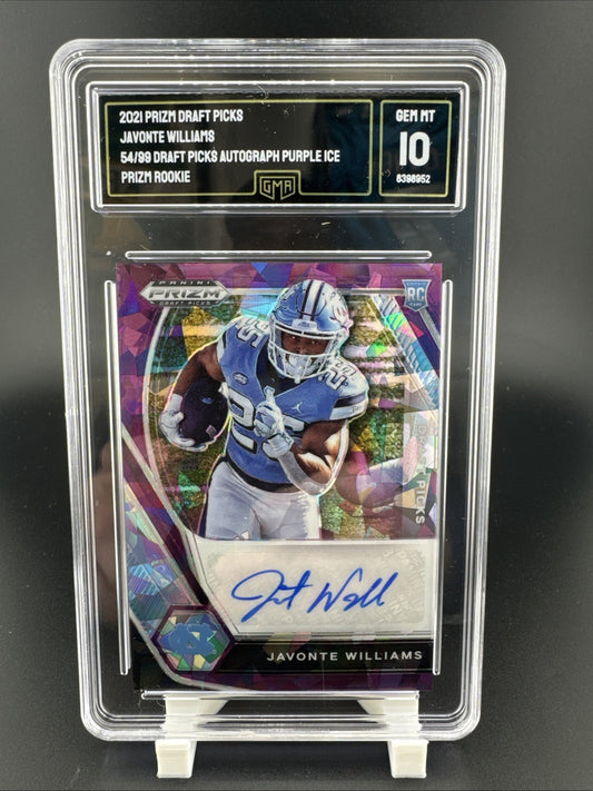 2021 Prizm Draft Picks Javonte Williams #DPA-JWI Purple Ice Prizm 54/99 Auto