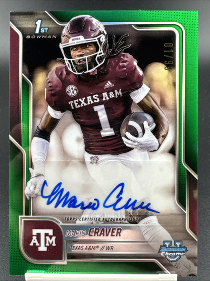 2025 Bowman University Chrome Prospect Autographs Mario Craver #BCA-MC 01/99