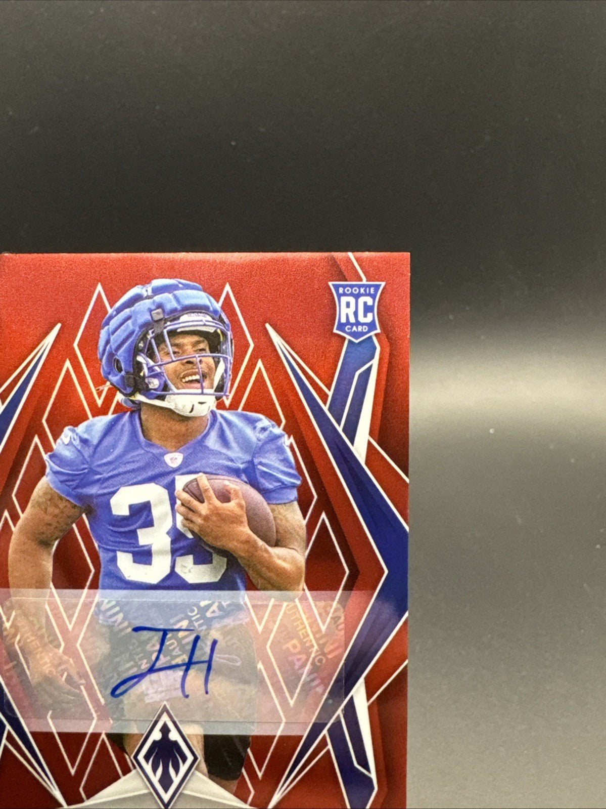 Jarquez Hunter 2025 Panini Phoenix Football RC Rookie Auto Red #232 48/99