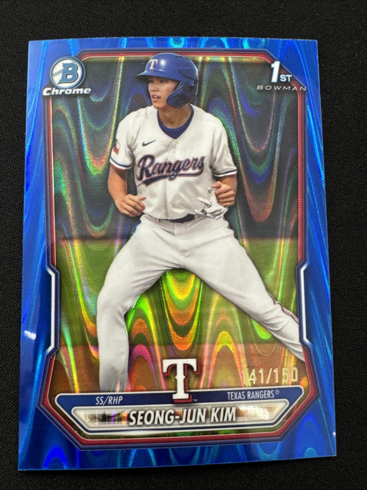 2026 Bowman 1st Chrome BLUE RAYWAVE REFRACTOR/150  Seong-Jun Kim Texas #BCP-45