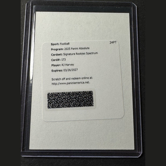 2025 Absolute RJ Harvey Signatures Rookies Spectrum Auto RC Broncos Redemption