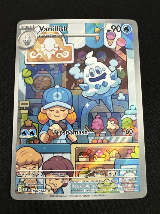 Vanillish Illustration Rare 190/182 Pokemon Sv04: Paradox Rift Holo Full Art 190