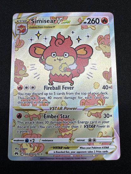 Pokémon Simisear VSTAR Full Art GG37/GG70 Crown Zenith GG Ultra Rare Holo Eng