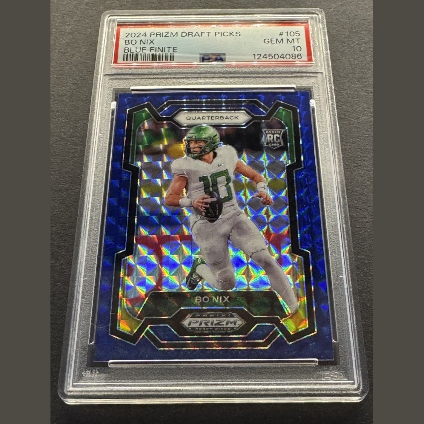 2024 Panini Prizm Draft Picks Bo Nix Blue Finite RC /89 PSA GEM MT 10