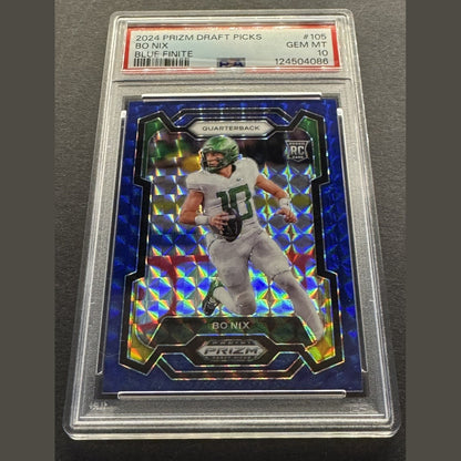 2024 Panini Prizm Draft Picks Bo Nix Blue Finite RC /89 PSA GEM MT 10