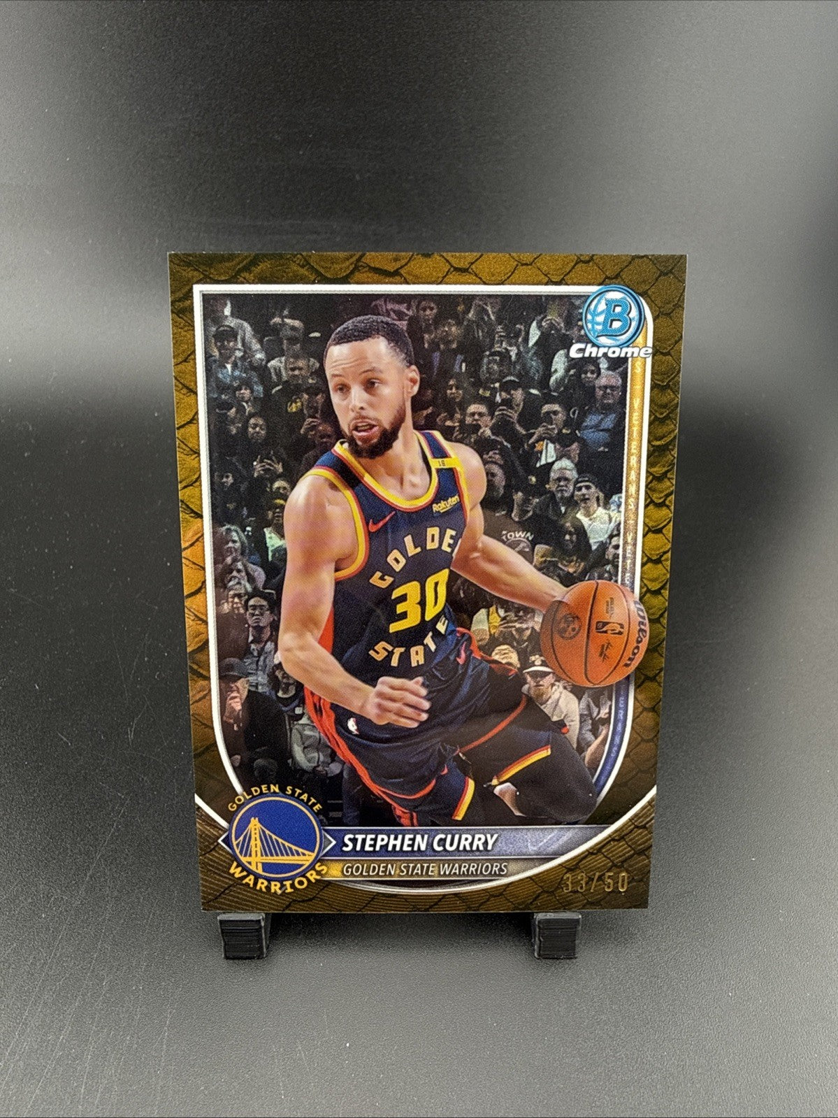 2025-26 Bowman #BCV-115 Stephen Curry Chrome Reptilian Gold Refractors #/50