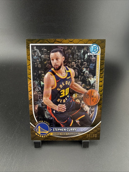 2025-26 Bowman #BCV-115 Stephen Curry Chrome Reptilian Gold Refractors #/50