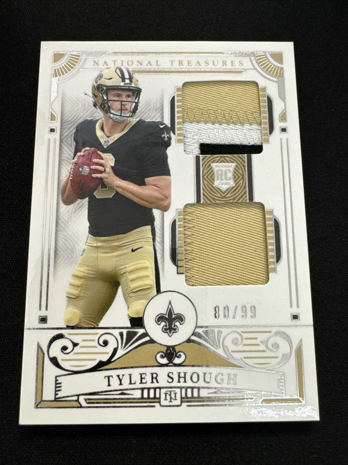 2025 Panini National Treasures Tyler Shough True Rookie Dual 3 Color  Patch /99