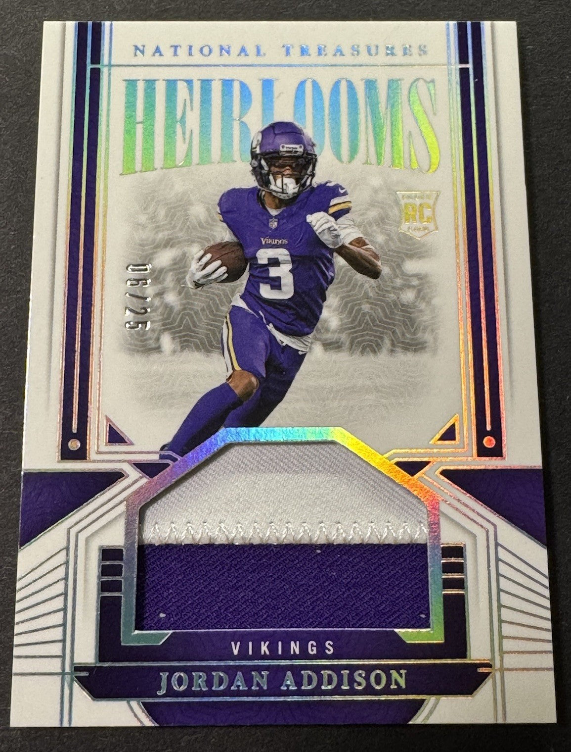 2023 National Treasures - Heirlooms Jordan Addison Holo Silver #HEI-JAD /25 RC