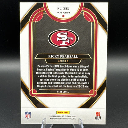 2024 Ricky Pearsall Panini Select - Club Level Red & Blue Shock Prizm #285 RC