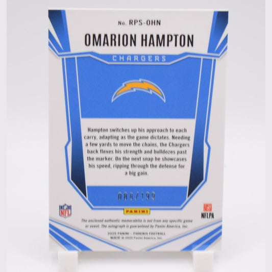 OMARION HAMPTON Rookie 2025 Phoenix Patch Auto 88 /199 Chargers RPA #RPS-OHN
