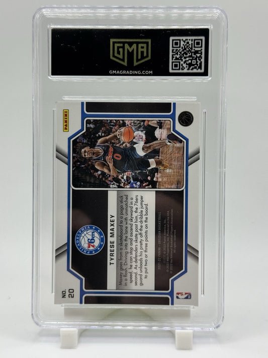 2021-22 Panini Obsidian TYRESE MAXEY Green Flood Pitch Black #20 76ers GMA 10