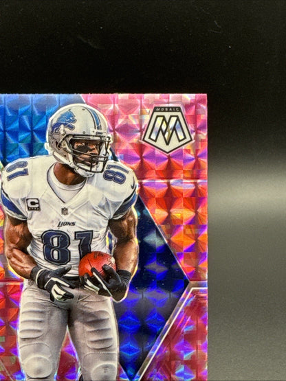 2020 Panini Mosaic #75 Calvin Johnson Prizm Camo Pink Detroit Lions