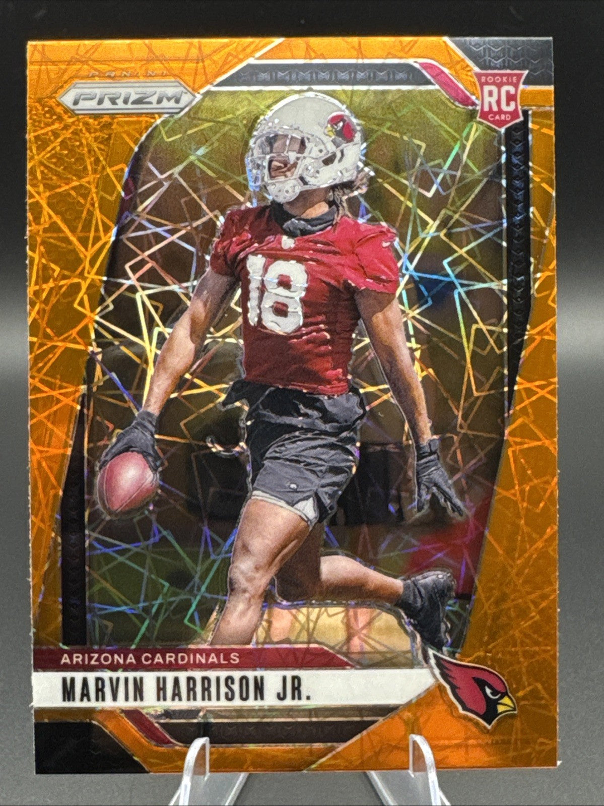 Marvin Harrison Jr. 2024 Prizm Orange Lazer Laser Rookie RC #375 Cardinals