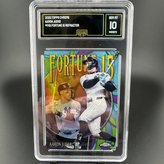 2025 Topps Chrome Aaron Judge #Fl51 Fortune 15 Refractor GMA 10