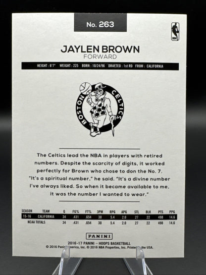 2016-17 NBA Hoops Jaylen Brown Rookie Card #263 Boston Celtics