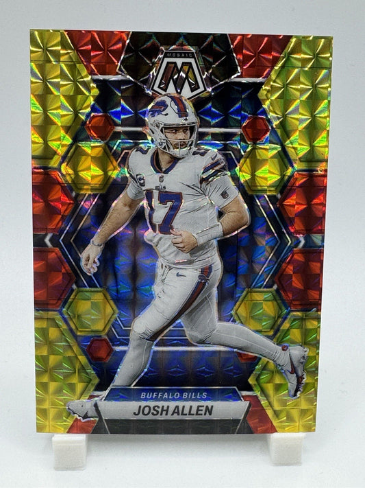 Josh Allen 2024 Panini Mosaic Choice Red Yellow Prizm 09/80 Buffalo Bills #22