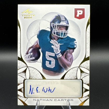 2024 Leaf Trinity-NATHAN CARTER Gold Foil #BA-NC1 Michigan State Falcons Auto RC