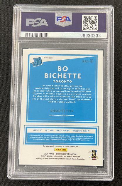 2020 Donruss Optic Bo Bichette Rated Rookie Sig Holo Auto RC Blue Jays PSA 10