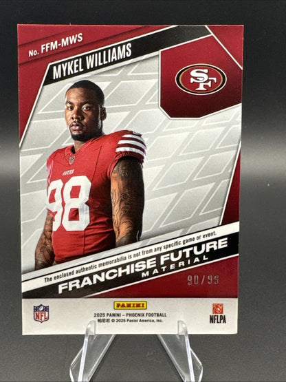 Mykel Williams 2025 Panini Phoenix Franchise Future Patch Green 90/99  #FFM-MWS